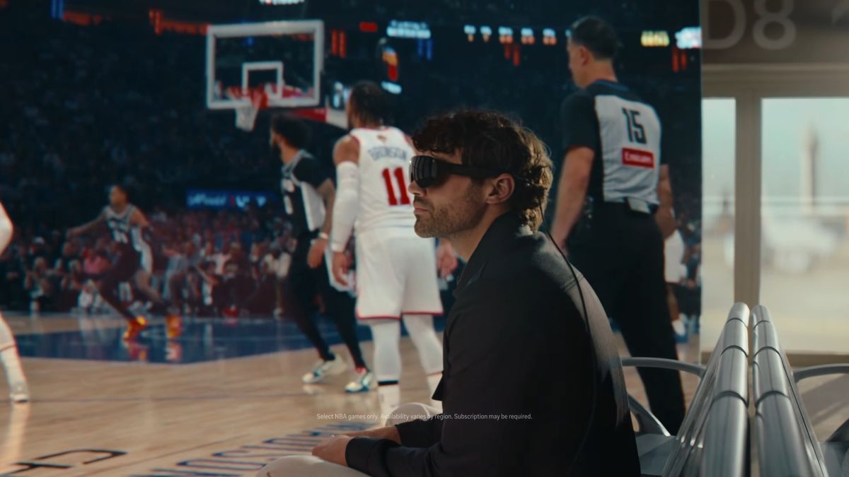 A user watching court-side basketball with Meta VR Glasses