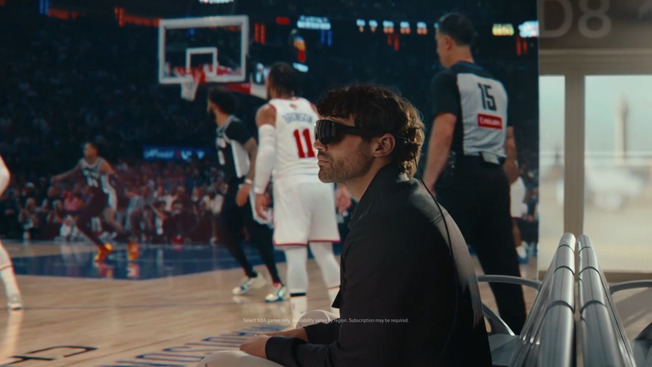 A user watching court-side basketball with Meta VR Glasses