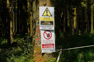 Forestry works sign along the Trans Cambrian Way route