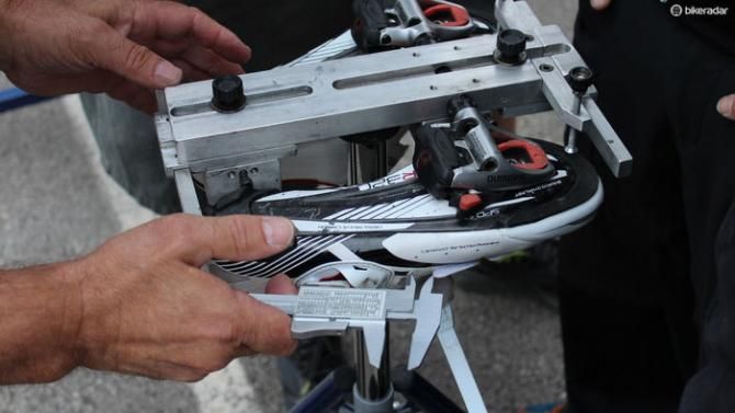Along with a set of calipers, the mechanics set points of reference fore, aft and laterally