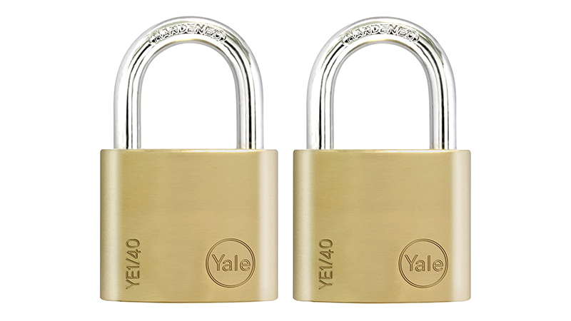 Two brass padlocks