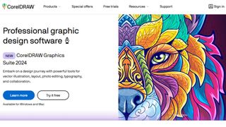 Website screenshot for CorelDRAW Graphics Suite