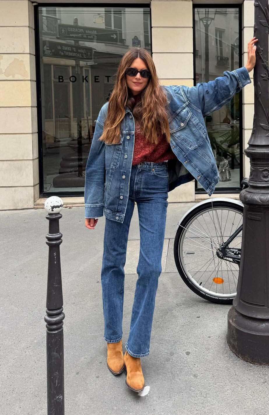 Woman in stovepipe jeans