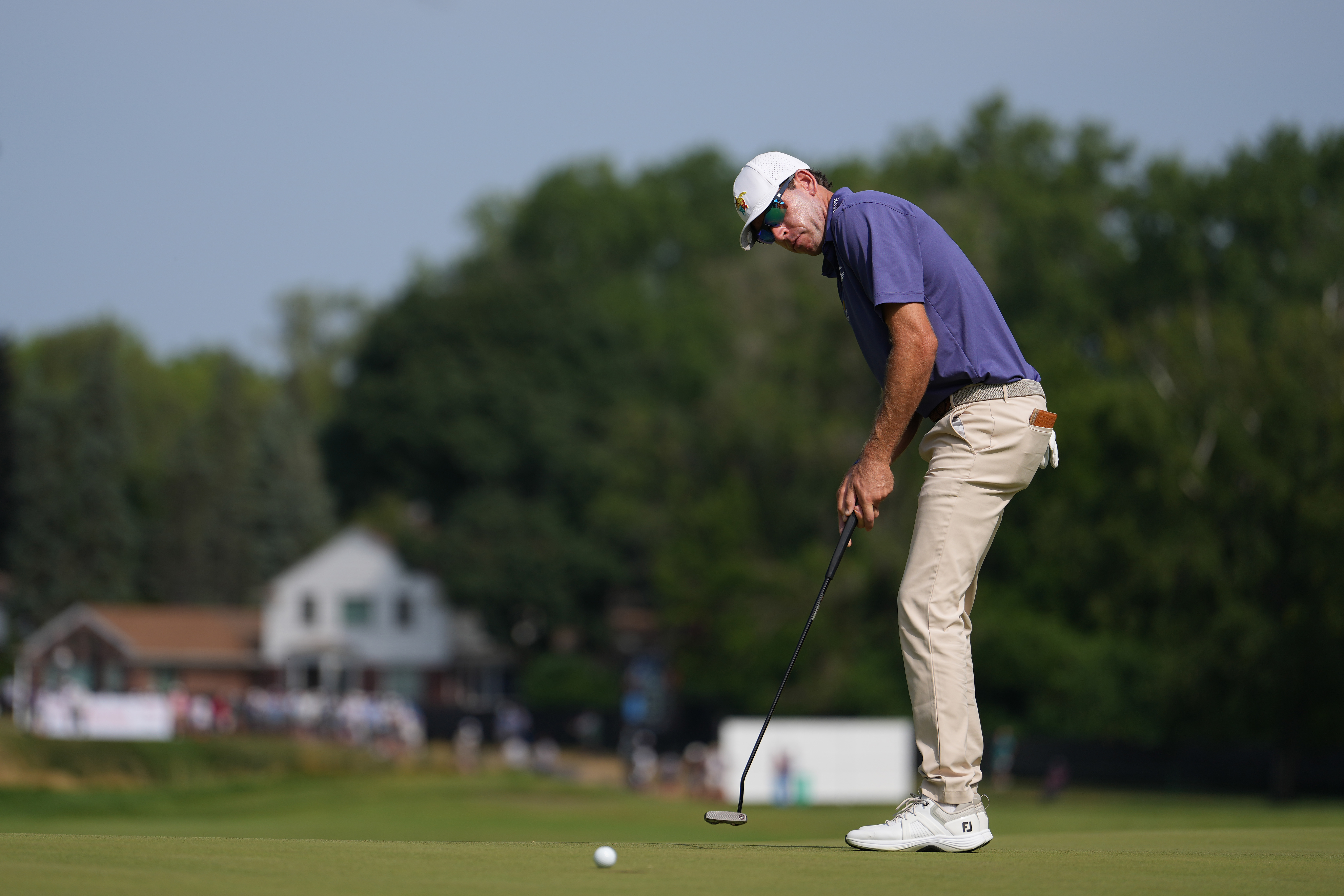 Ben Kohles of the United States putts on the eighth green during the second round of the Rocket Classic 2026 at Detroit Golf Club (Photo by Raj Mehta/Getty Images)