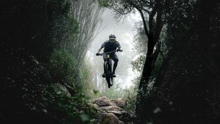 Rider in woods on new YT Capta Core 1 mtb