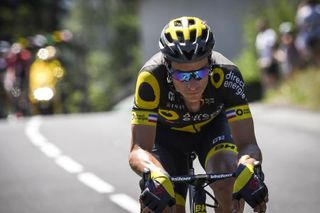Sylvain Chavanel rides in a breakaway during the 165 km sixteenth stage of the 104th edition of the Tour de France