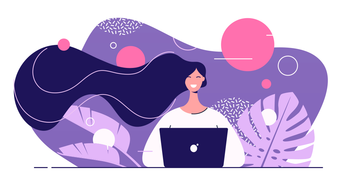 How to prepare for a recession; an illustration of a girl using a computer