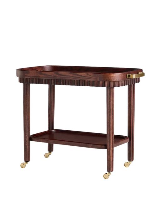 Norma Oak Bar Cart Drinks Trolley