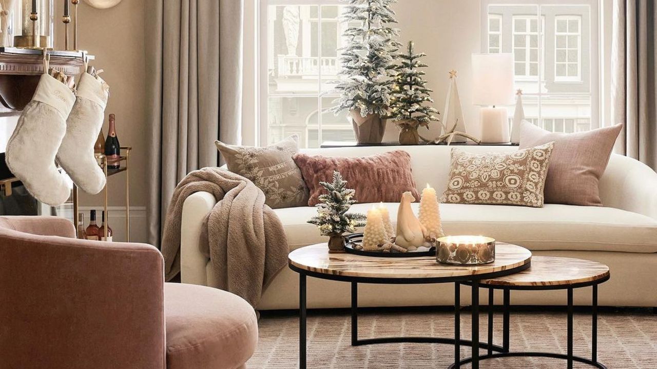 Neutral living room with nesting tables