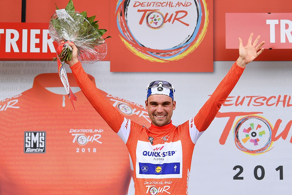 Maximilian Schachmann of Germany and Team Quick-Step Floors Red Leader Jersey at Deutschland Tour