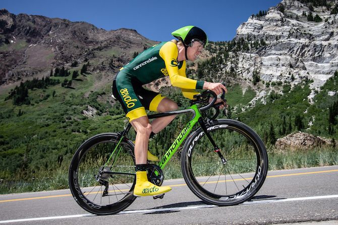 Alex Hoehn (Aevolo) nears the top of the climb during the prologue of the 2019 Tour of Utah