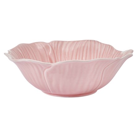 Beautiful Embossed Flower Stoneware Pasta Bowl Set, Pink, 4 Pieces, by Drew Barrymore