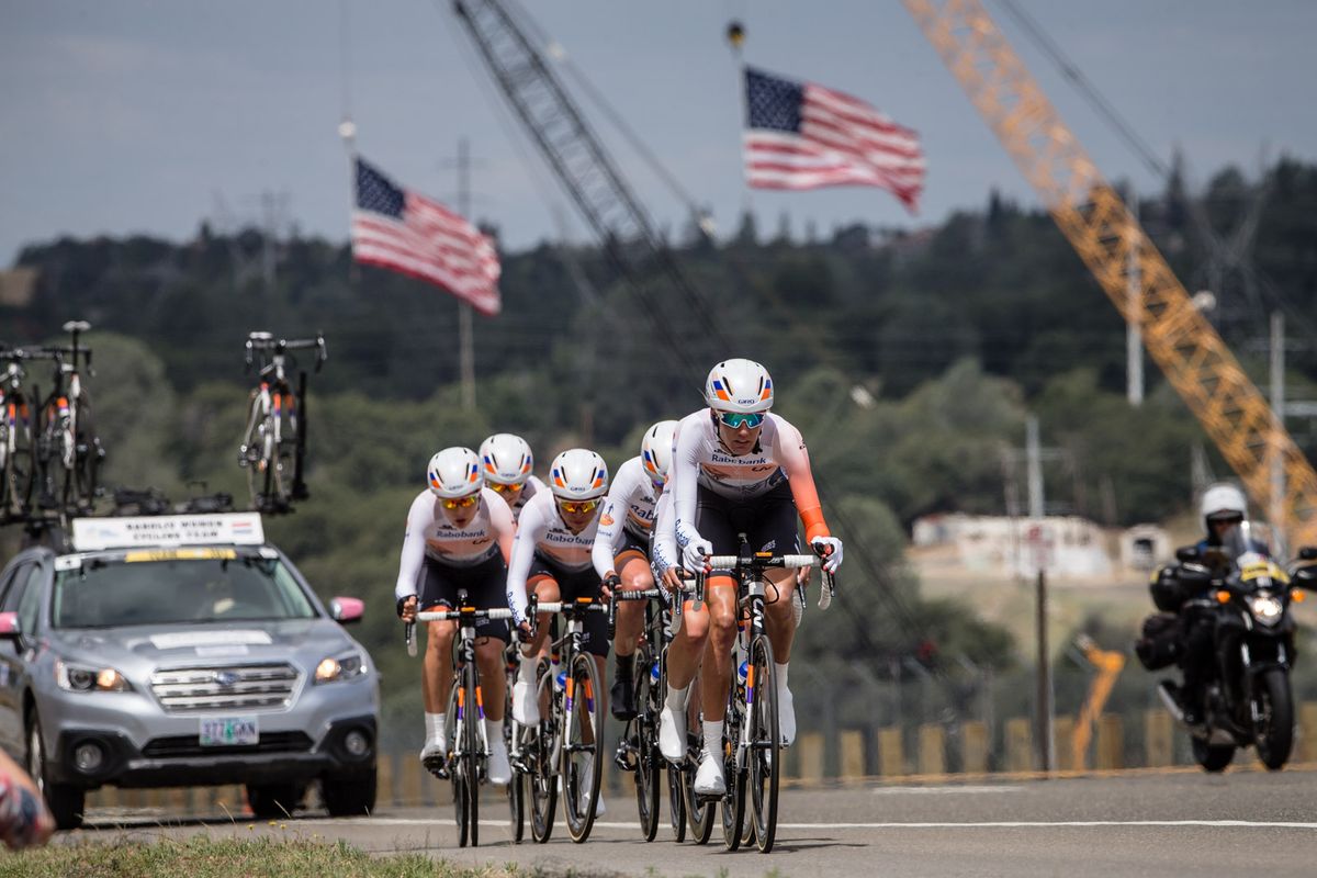 Rabo-Liv comes up one of today's climbs