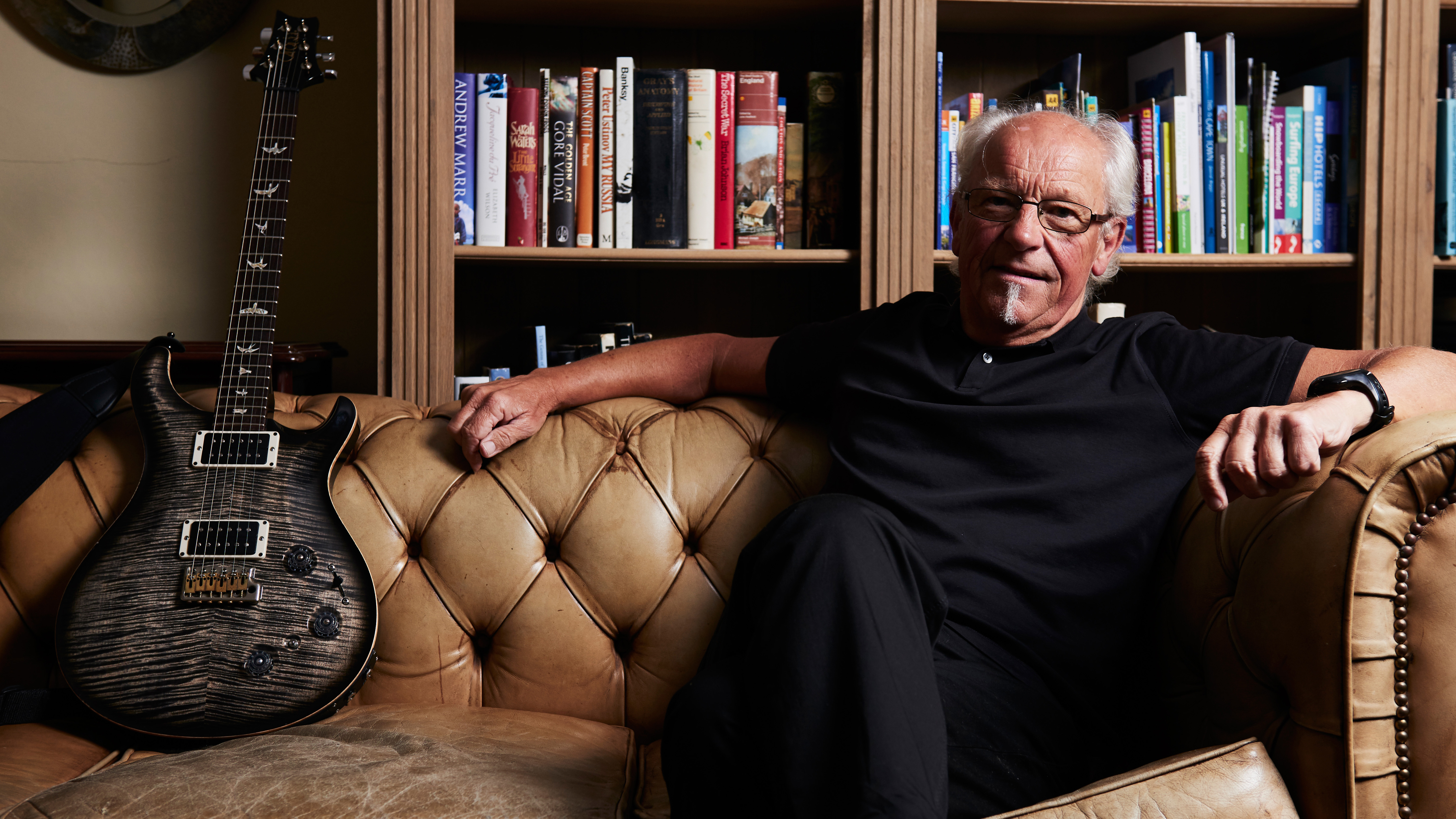 YEALMPTON, UNITED KINGDOM - SEPTEMBER 17: Portrait of English musician Martin Barre, best known as a guitarist with progressive rock group Jethro Tull, photographed at his home in Devon, on September 17, 2015. (Photo by Joby Sessions/Guitarist Magazine/Future via Getty Images)