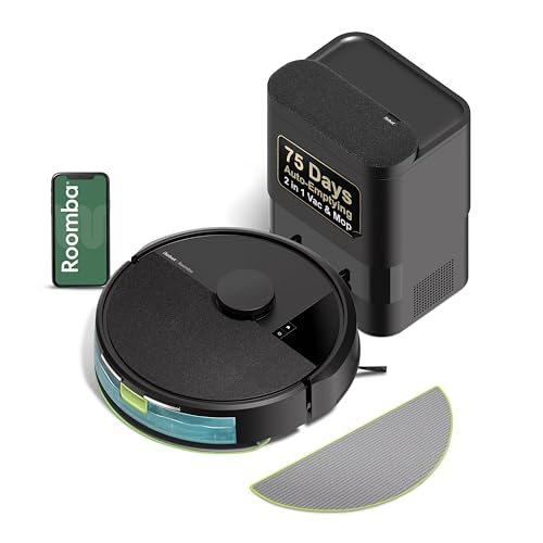 Irobot Roomba 105x Robot Vacuum & Mop Combo, Autoempty Dock, Self‑emptying for Up to 75 Days, 70× Power‑lifting Suction, Smart Lidar Mapping, App & Voice Control, Ideal for Homes With Pets & Kids