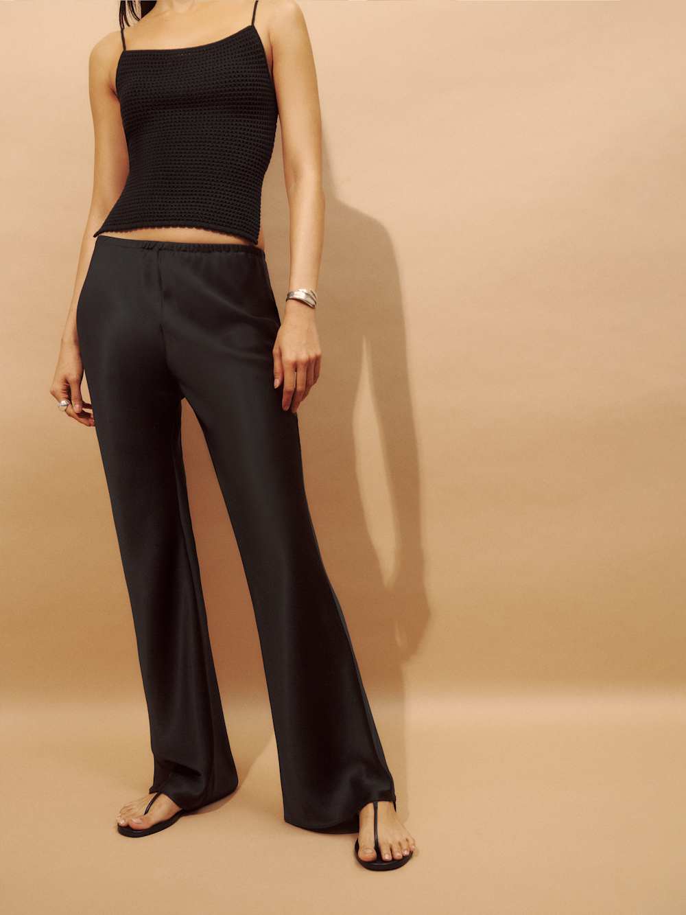 Gale Satin Mid Rise Bias Pant