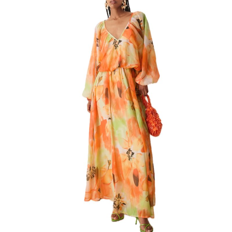 ASOS Design , Long Sleeve Puff Blouson Maxi Dress