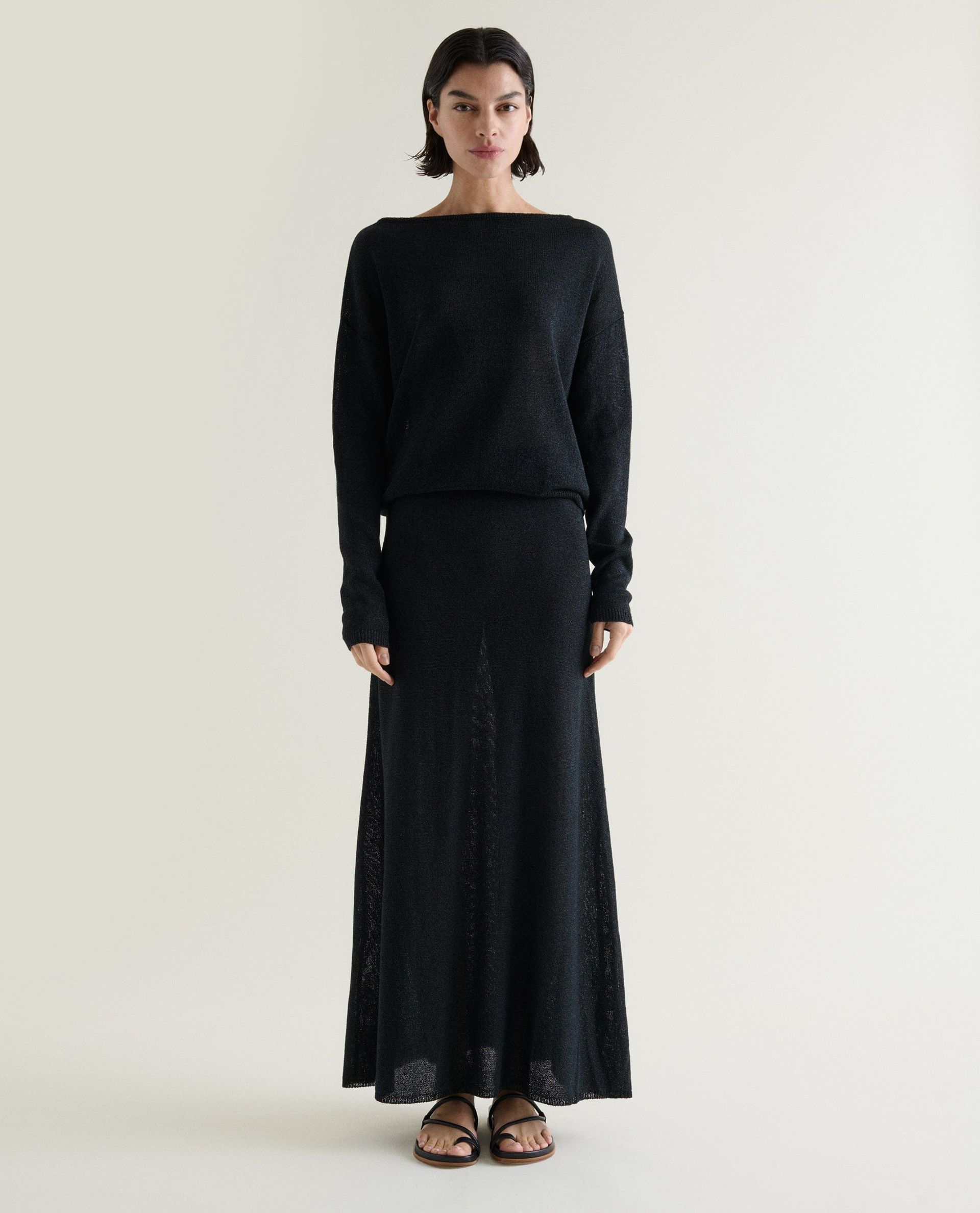 Women's Cotton Bouclé Knit Skirt - Black - Xs / Black