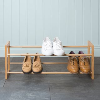 extendable and stackable shoe rack from Lakeland used as a shoe storage idea