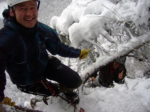 Team manager Thomas Kofler climbing.