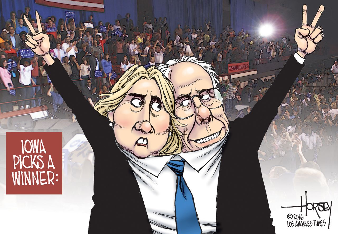 Political Cartoon U.S. Hillary Bernie