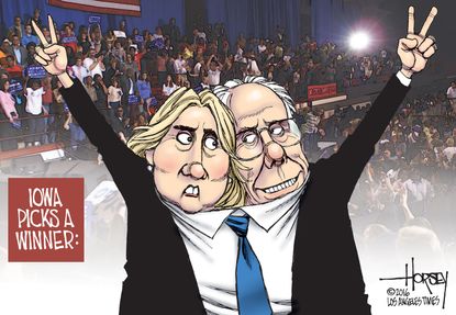 Political Cartoon U.S. Hillary Bernie