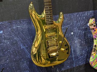 An Ibanez JS2GD model on display at NAMM 2022