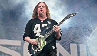 Jeff Hanneman performs onstage with Slayer at the Sonisphere Festival on August 1, 2010 in Knebworth, England