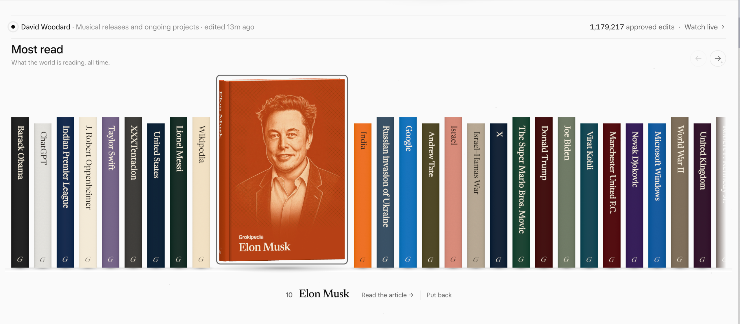 Grokipedia homepage