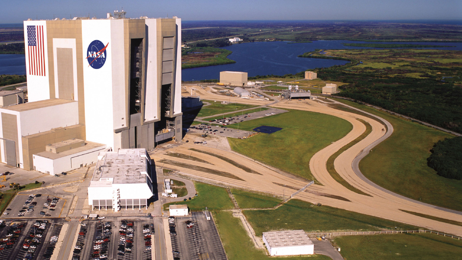 The Vehicle Assembly Building (VAB) at the Kennedy Space Center in Titusville, Florida.
