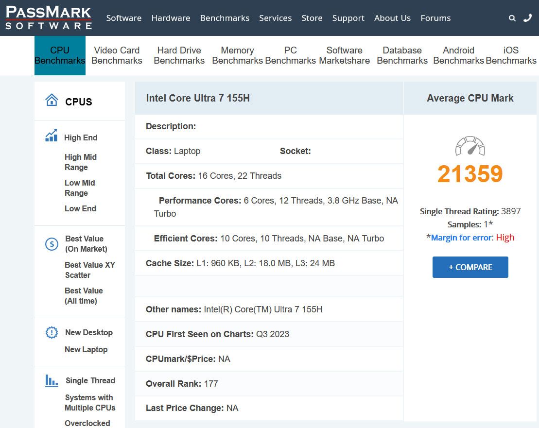 PassMark result screenshots