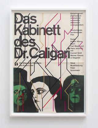 A poster with the words Das Kabinett des Dr. Caligari.