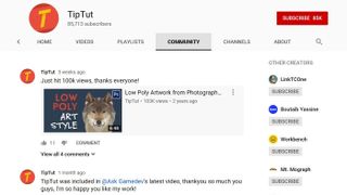 TipTut youtube channel community tab