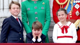 Prince Louis, Princess Charlotte and Prince George on the Buckingham Palace balcony during Trooping the Colour on June 17, 2023