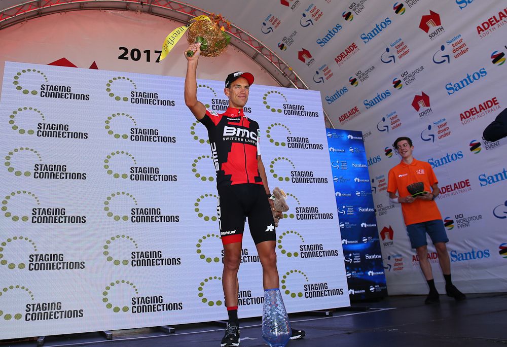 Richie Porte on the stage 2 podium at Tour Down Under