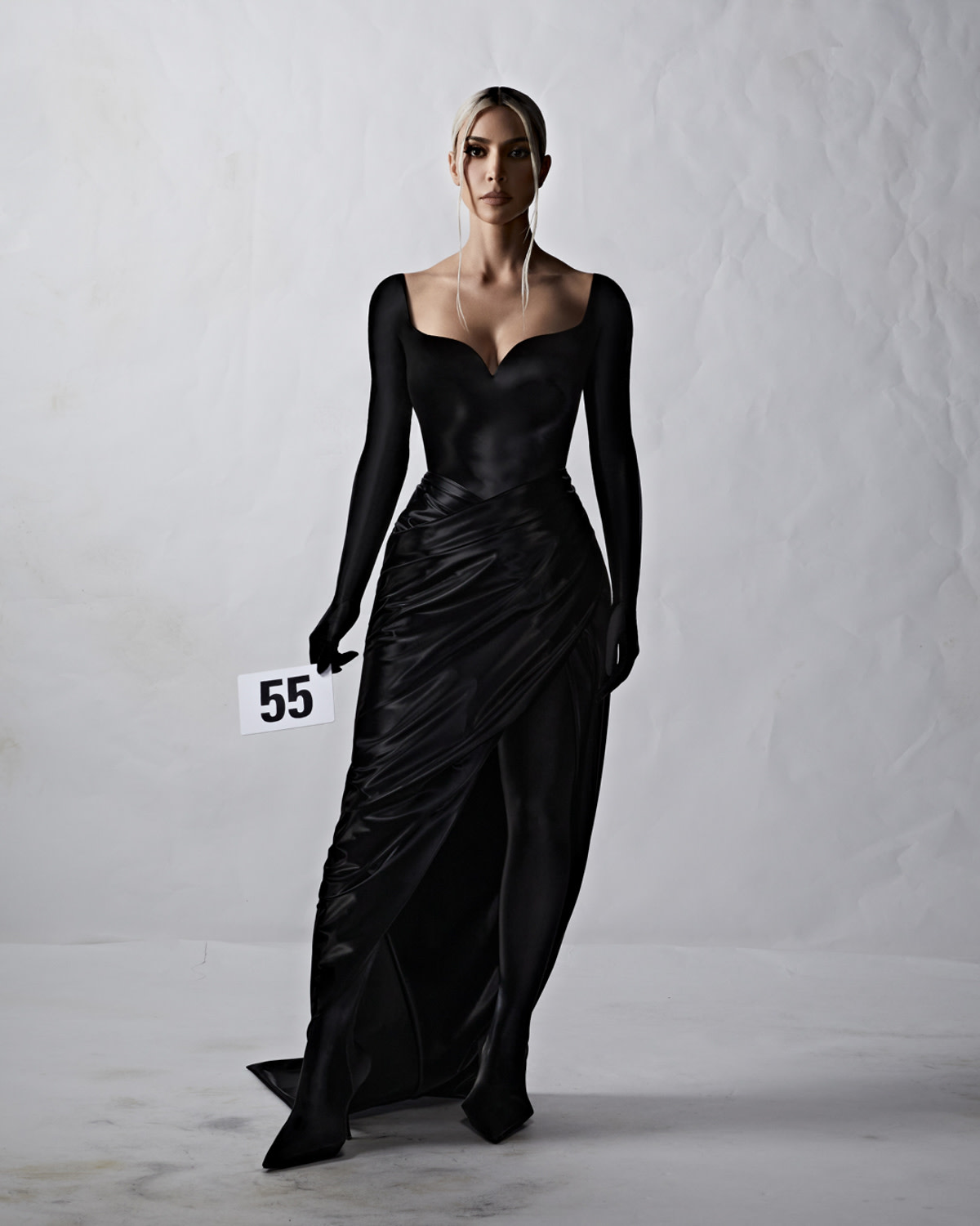Kim Kardashian wore all black on the Balenciaga Haute Couture 2022 runway