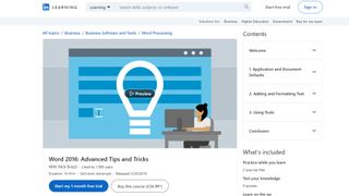 LinkedIn Learning Word course website screenshot