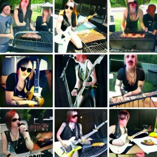 An AI generated image of Lzzy Hale hosting a BBQ