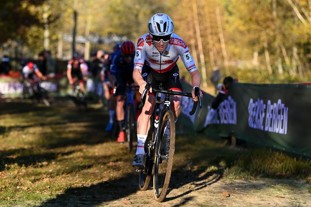 BERGEN NETHERLANDS NOVEMBER 13 Eli Iserbyt of Belgium and Team Pauwels Sauzen Bingoal competes during the 1st UCI Cyclocross World Cup Beekse Bergen 2022 Mens Elite CXWorldCup BeekseBergen Cyclocross on November 13 2022 in Bergen Netherlands Photo by Luc ClaessenGetty Images
