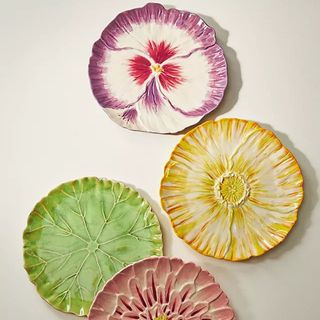 Colorful assorted flower design plates