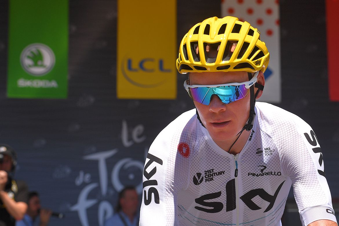 Chris Froome (Team Sky) rolls to the stage
