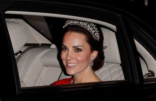 Kate Middleton LONDON, UNITED KINGDOM - DECEMBER 08: (EMBARGOED FOR PUBLICATION IN UK NEWSPAPERS UNTIL 48 HOURS AFTER CREATE DATE AND TIME) Catherine, Duchess of Cambridge departs after attending the annual Diplomatic Reception at Buckingham Palace on December 8, 2016 in London, England. (Photo by Max Mumby/Indigo/Getty Images)