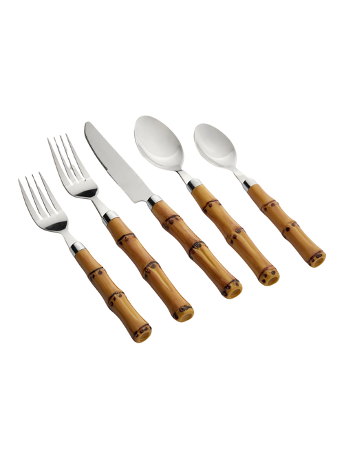 Cambridge Bamboo Handle 20-Piece Flatware Set