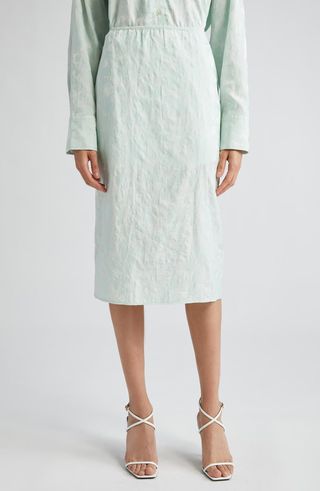 Floral Jacquard Organic Cotton Blend Skirt