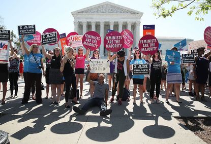 Protesters outside the Supreme Court in advance of an abortion decision