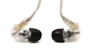 Shure SE215 Pro review: Shure SE215 Pro In-Ear monitors on a white background