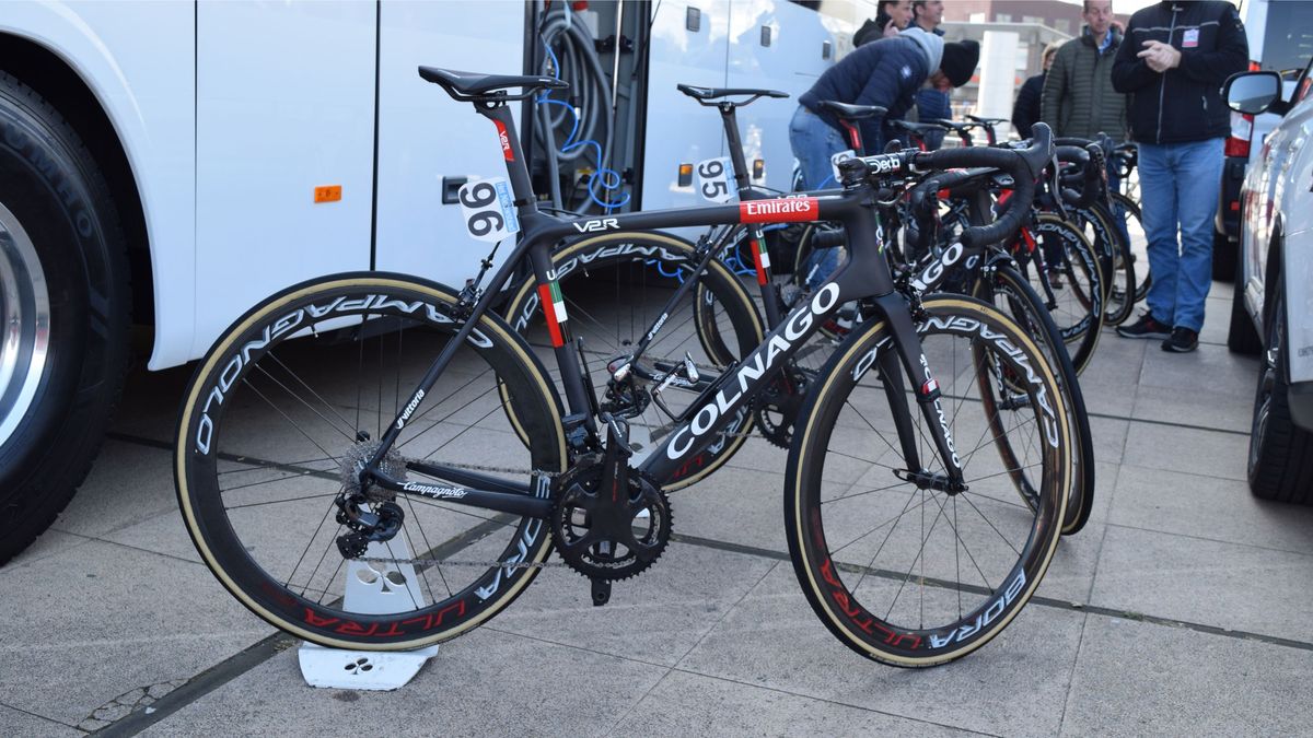 A young UAE Team Emirates squad rode on a mix of Colnago V2-R, Concept and C64 framesets at Scheldeprijs