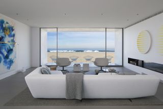 living space looking out at hermosa beach house