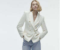 Zara Textured double-breasted cream blazer - £69.99 | Zara