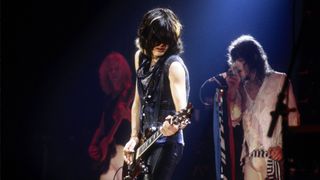 Joe Perry playing with Aerosmith in 1979
